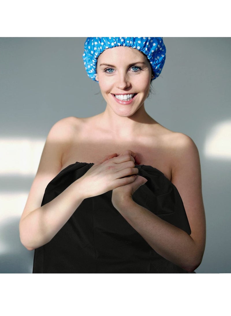 Y&D SYOSI 8 Pcs Disposable Spa Wraps for Women, Adjustable Non-Woven Bath Wrap Closure Robes Women Sweat Steaming Sauna (Black)  - Image 5