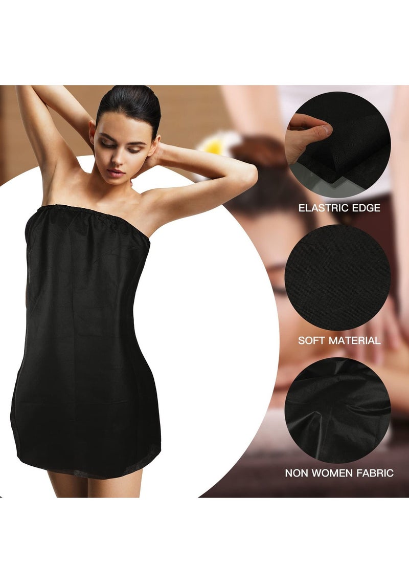Y&D SYOSI 8 Pcs Disposable Spa Wraps for Women, Adjustable Non-Woven Bath Wrap Closure Robes Women Sweat Steaming Sauna (Black)  - Image 3