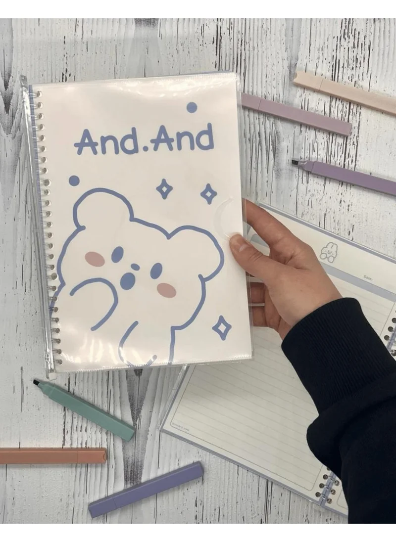 Kağıt Gemi Dükkan Paper Ship Shop Cute Animal Rabbit Patterned Spiral Binder B5 Notebook Scrapbook