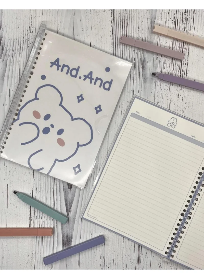 Kağıt Gemi Dükkan Paper Ship Shop Cute Animal Rabbit Patterned Spiral Binder B5 Notebook Scrapbook