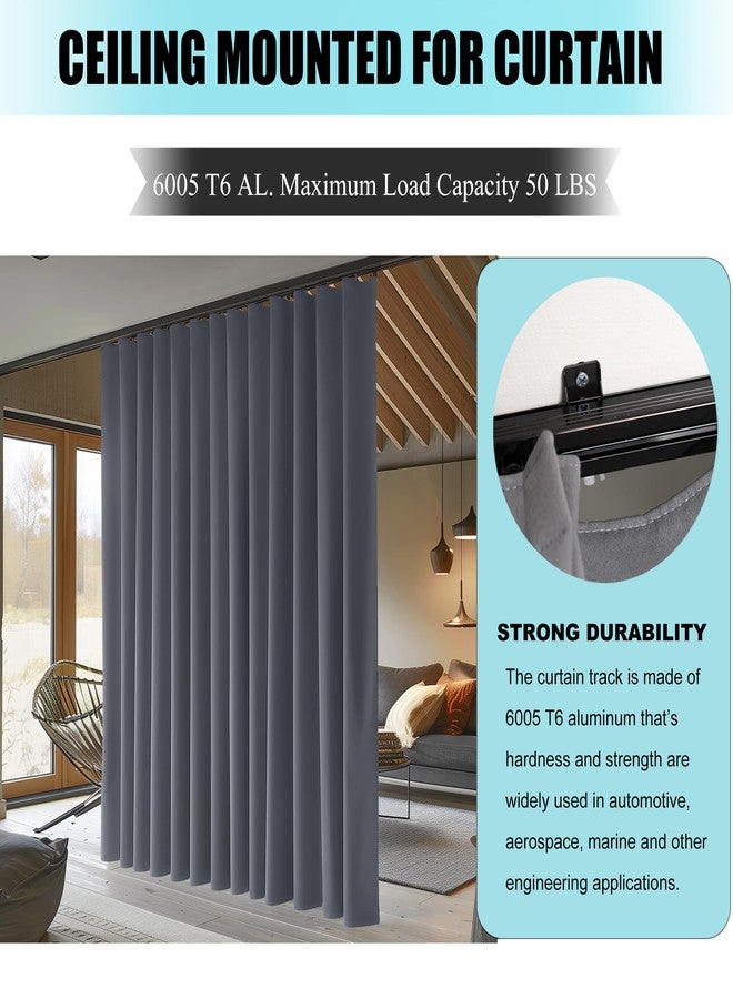 RoomDarkning Ceiling Curtain Track, Ceiling Wall Mount Room Divider Curtain Track Rods Heavy Duty Ceiling Track Curtain Rail, RV Ceiling Track for Curtains with Rollers Hooks Clips for 3-6ft, Black - Image 4