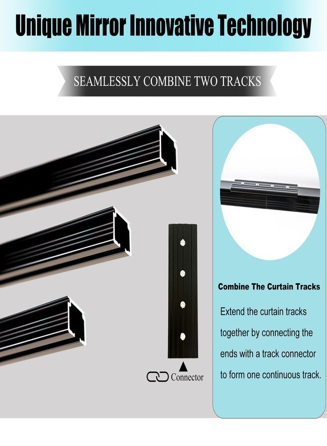 RoomDarkning Ceiling Curtain Track, Ceiling Wall Mount Room Divider Curtain Track Rods Heavy Duty Ceiling Track Curtain Rail, RV Ceiling Track for Curtains with Rollers Hooks Clips for 3-6ft, Black - Image 2