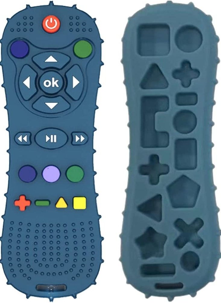Furtey - Soft Chew Toys with TV Remote Control Shape Early Educational Sensory Toy Teething Relief and Soothe Sore Gum Infant Teether for 3-6 Months Blue - Image 1
