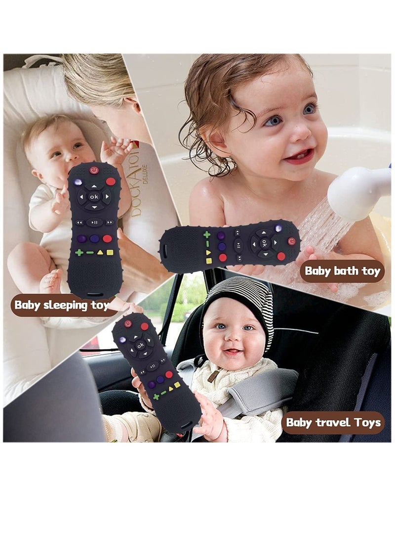 Furtey - Soft Chew Toys with TV Remote Control Shape Early Educational Sensory Toy Teething Relief and Soothe Sore Gum Infant Teether for 3-6 Months Blue - Image 1