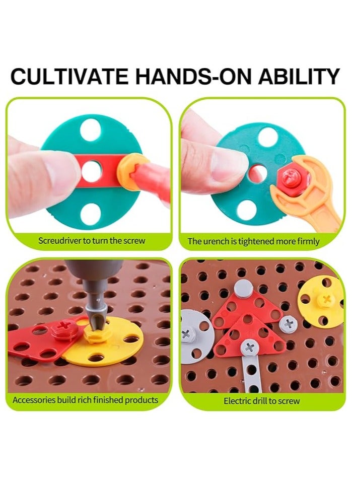 Beauenty Magic Montessori Play Toolbox 203Pcs Magic Montessori Play Toolbox Bear with Drill 2D/3D Creativity Tool Box Toys Gift for Age 3-12 Years Old Boys Kids Girls Gift - Image 5