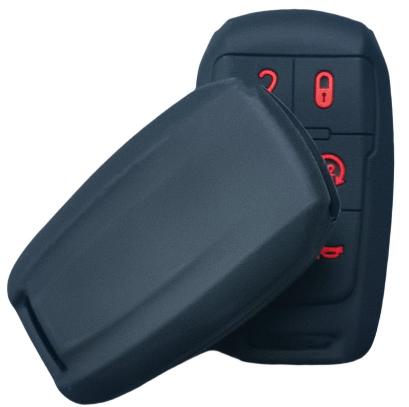 RUNZUIE 2Pcs Silicone Smart Key Fob Cover for 2019-2021 2022 2023 2024 Dodge RAM 2500 3500 5500 5 Buttons Black Red/Blue - Image 2