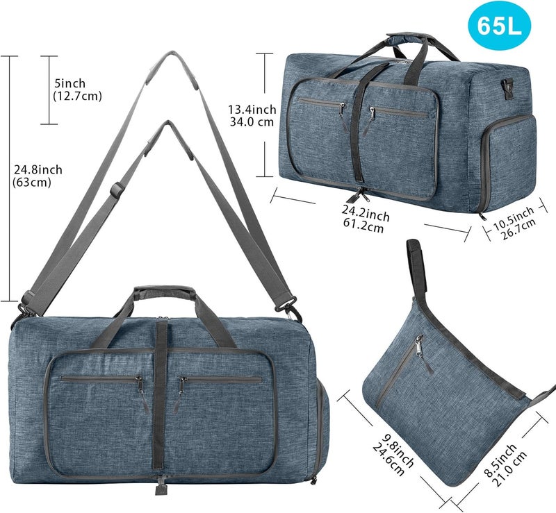 Vomgomfom Travel Duffle Bag for Men, 65L Foldable Travel Duffel Bag with Shoes Compartment Overnight Bag for Men Women Waterproof & Tear Resistant - Image 2