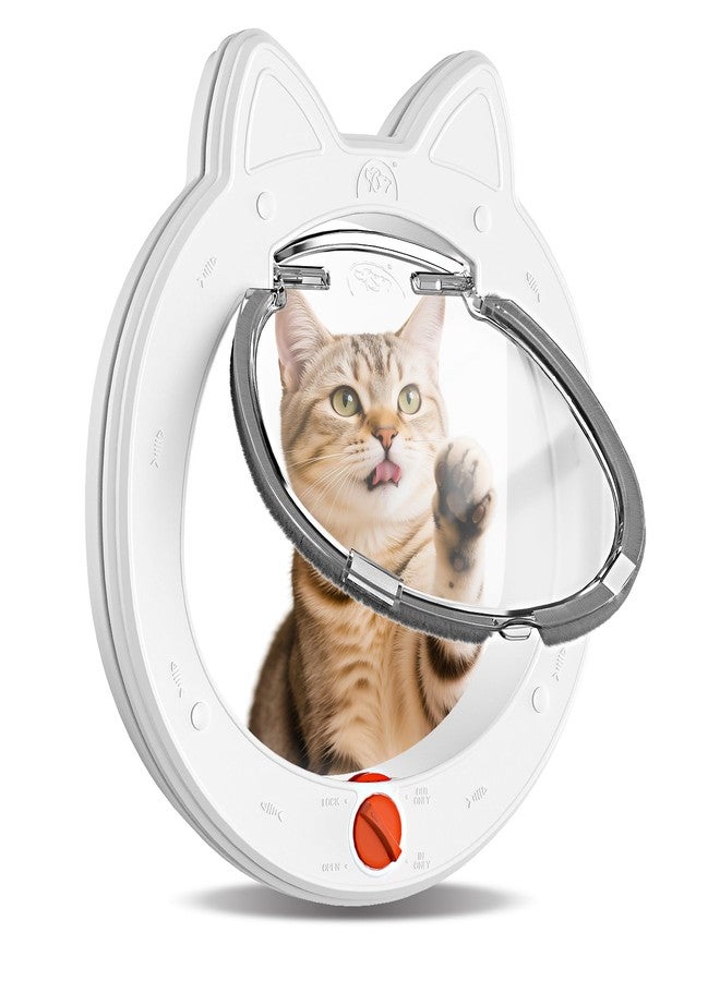 Decormax Cat Door with 4-Way Lock, Cat Door for Exterior Door with Magnetic Flap, Weatherproof Pet Door for Interior Door, White - Image 1