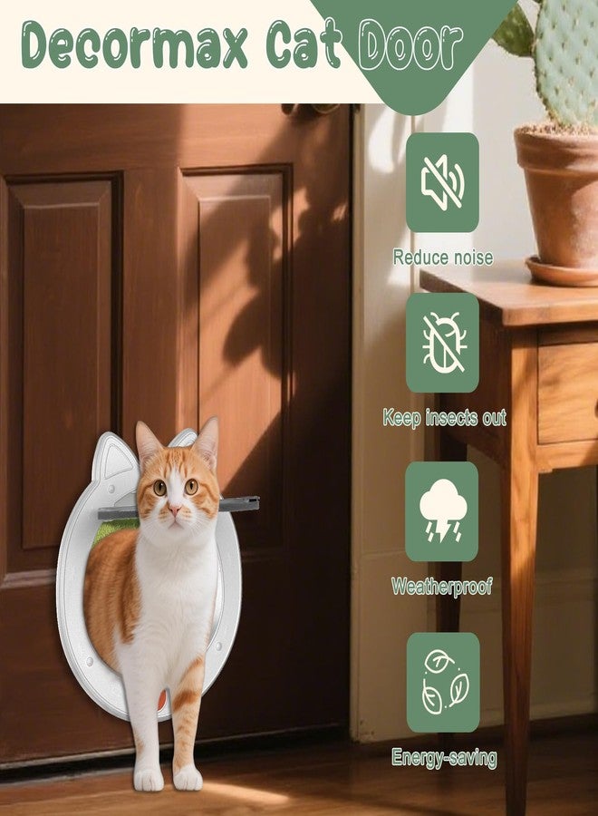 Decormax Cat Door with 4-Way Lock, Cat Door for Exterior Door with Magnetic Flap, Weatherproof Pet Door for Interior Door, White - Image 2