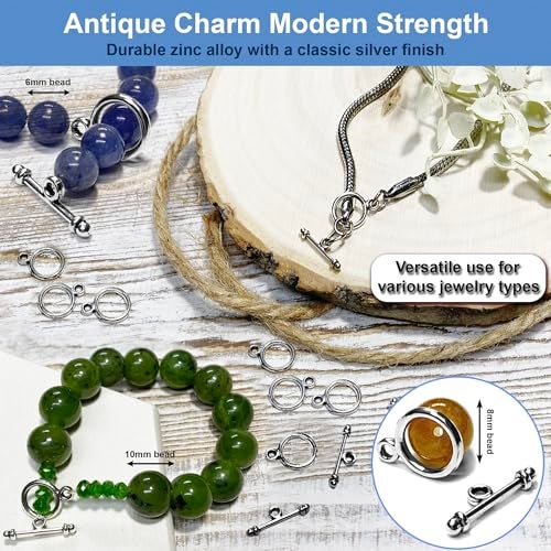 Heather's cf 130 set Toggle Jewelry Clasps Necklace Toggle Clasp Silver Toggle Clasps for Jewelry Making - Image 5