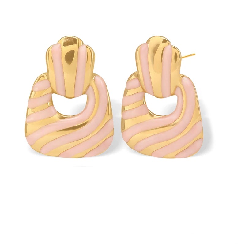 حلق أستانليس ستيل ذهبي × بينك