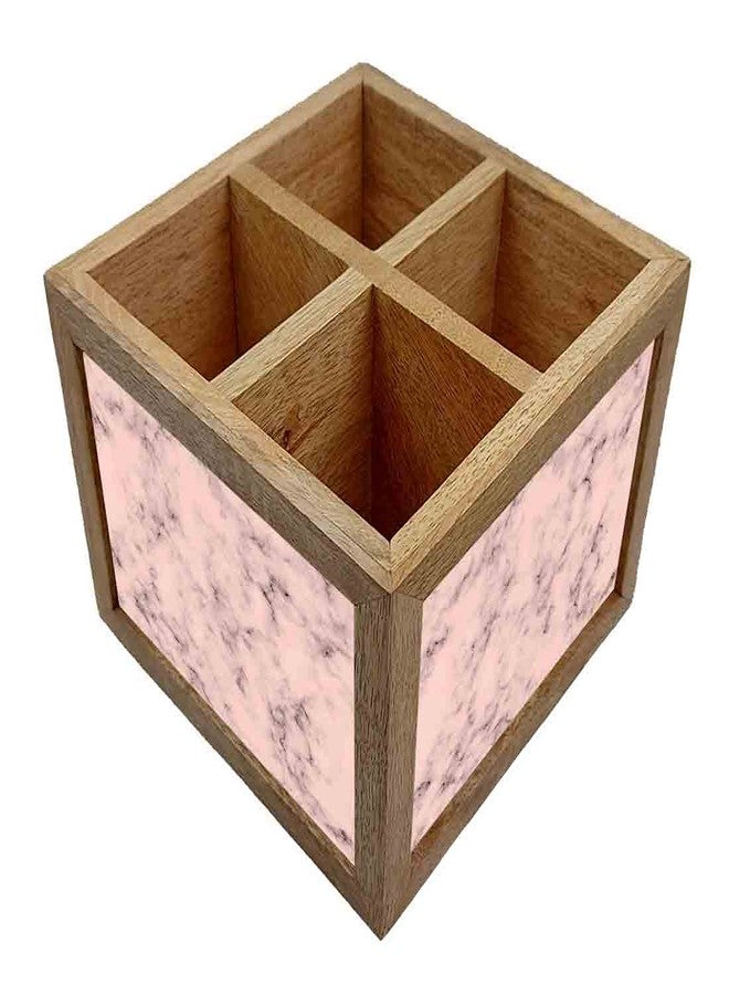 Nutcase Wooden Cutlery Stand Holder Silverware Caddy Spoons Forks Knives Organizer for Dining Table & Kitchen -Made in India-Spoons NOT Included - Peach Marble - Image 3