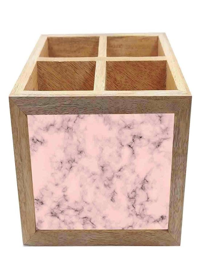 Nutcase Wooden Cutlery Stand Holder Silverware Caddy Spoons Forks Knives Organizer for Dining Table & Kitchen -Made in India-Spoons NOT Included - Peach Marble - Image 4