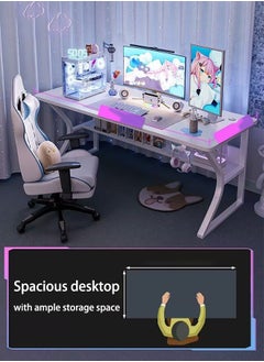 Ergonomic Large Gaming Desk, Computer Desk, C-Shaped Gaming Table, PC Gaming Workstation Home Office Desks, Space-saving, Easy to Assemble (White,140x60x75cm) - pzsku/Z42BD8B8E0AB07BDD7753Z/45/_/1727682960/20fe1703-83c0-4cb6-bbba-71de91ce57ff