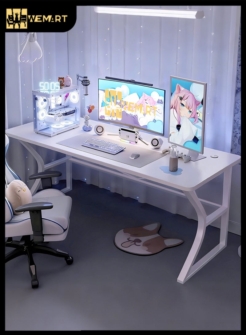 WEMART 140 CM Table, Large and Comfortable Gaming Desk, Computer Desk, C-Shaped Gaming Table, Computer Gaming Workstation, Home Office, Space Saving, Easy Assembly - Image 1
