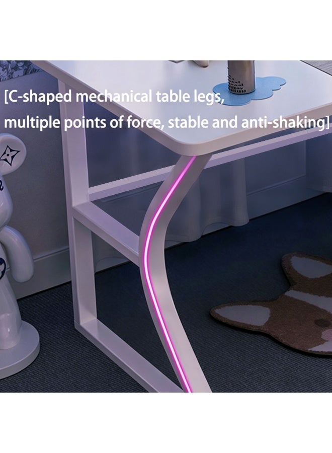 WEMART 140 CM Table, Large and Comfortable Gaming Desk, Computer Desk, C-Shaped Gaming Table, Computer Gaming Workstation, Home Office, Space Saving, Easy Assembly - Image 5