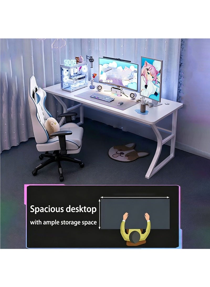 WEMART 140 CM Table, Large and Comfortable Gaming Desk, Computer Desk, C-Shaped Gaming Table, Computer Gaming Workstation, Home Office, Space Saving, Easy Assembly - Image 2