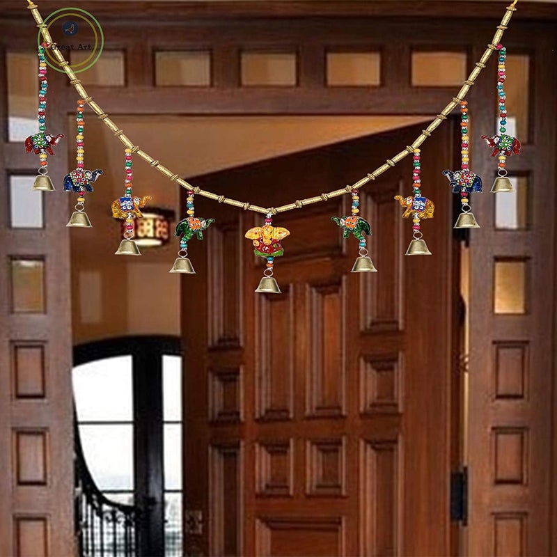 Yalambar Handmade Plastic Beads Handmade Traditional Door HangingBandarwalToran for Door Traditional Bandarwal Set for Door 90X13cmtoran4