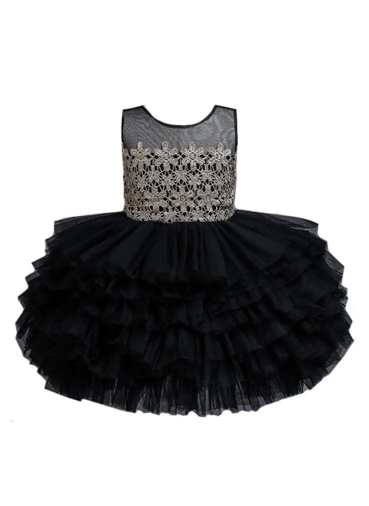 دىدانيالا Birthday Dress For Baby Girl Tutu Dress Lace - Black