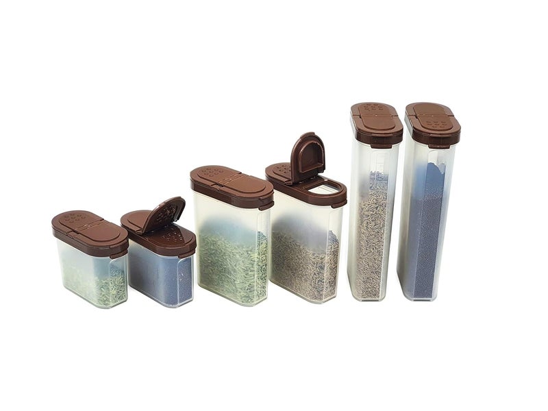 Mahaware Modular Wonder Spice Shaker and Sprinkler Combo Set Set of 6 Brown - Image 1