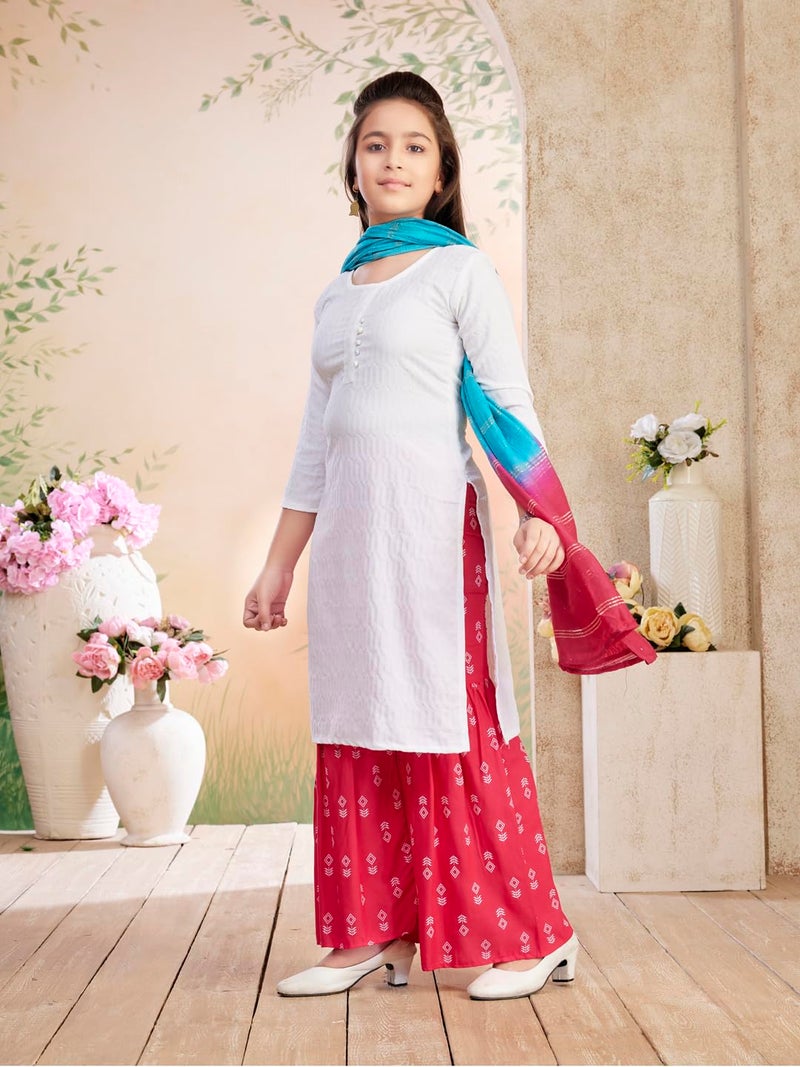 aarikka Aarika Girls Casual Wear White Colour Solid Cotton Blend Kurti-(8-15 Years)-(KURTI-TR-K-1067-WHITE-36) - Image 3