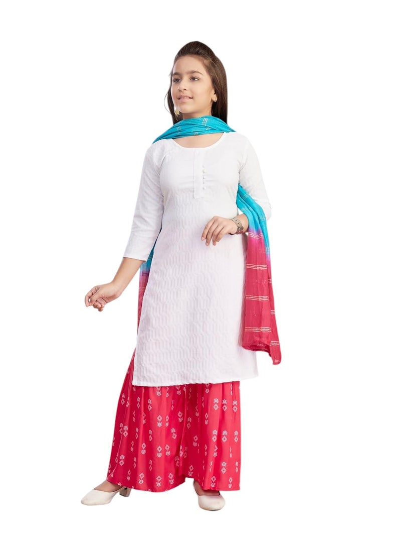 aarikka Aarika Girls Casual Wear White Colour Solid Cotton Blend Kurti-(8-15 Years)-(KURTI-TR-K-1067-WHITE-36) - Image 1