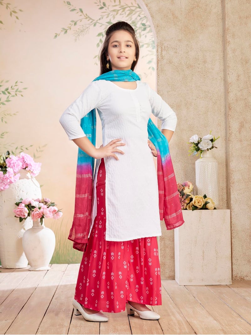 aarikka Aarika Girls Casual Wear White Colour Solid Cotton Blend Kurti-(8-15 Years)-(KURTI-TR-K-1067-WHITE-36) - Image 2