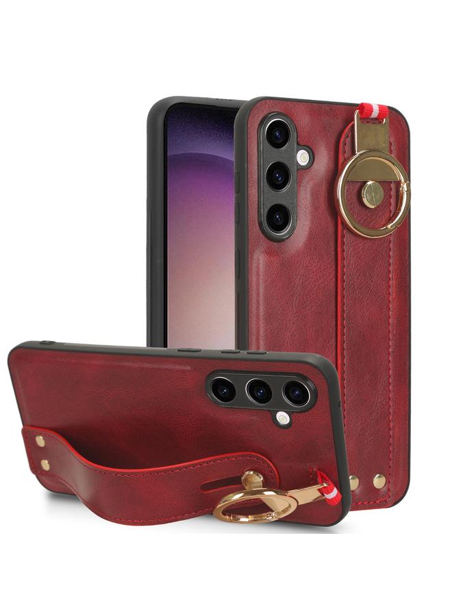 اس-توب جراب خلفي من الجلد لهاتف Samsung Galaxy S23 FE 5G مع سوار معصم - Image 1