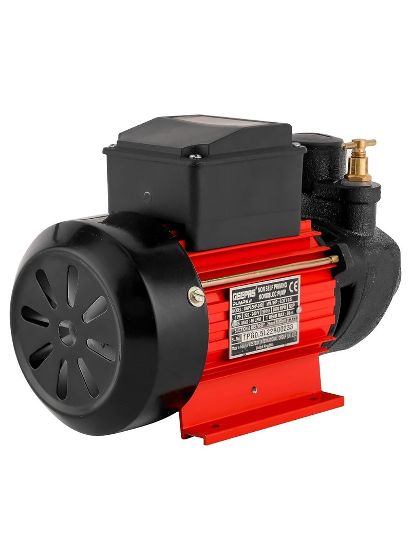 GEEPAS Geepas 0.5 HP Monobloc Pump- GWP0.5HP-240| Premium-Quality Construction, Suction/Delivery - 1" x 1"|, Perfect for Domestic Water Supply, Irrigation, Water Circulation System, Etc| Black - Image 2
