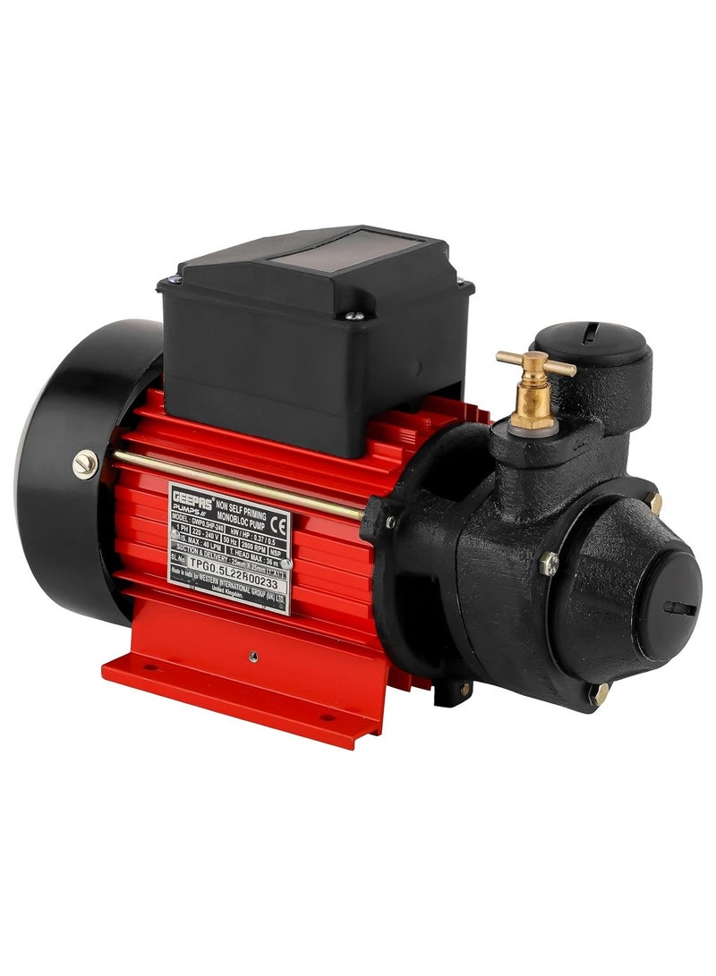 GEEPAS Geepas 0.5 HP Monobloc Pump- GWP0.5HP-240| Premium-Quality Construction, Suction/Delivery - 1" x 1"|, Perfect for Domestic Water Supply, Irrigation, Water Circulation System, Etc| Black - Image 1