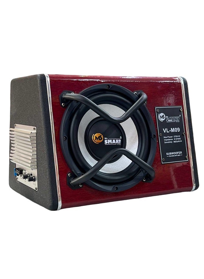 Mr.Smart Car Subwoofer Speaker VL-M09, 9-inch, 5700W Max Power, Maroon And Brown, Built-in Amplifier
