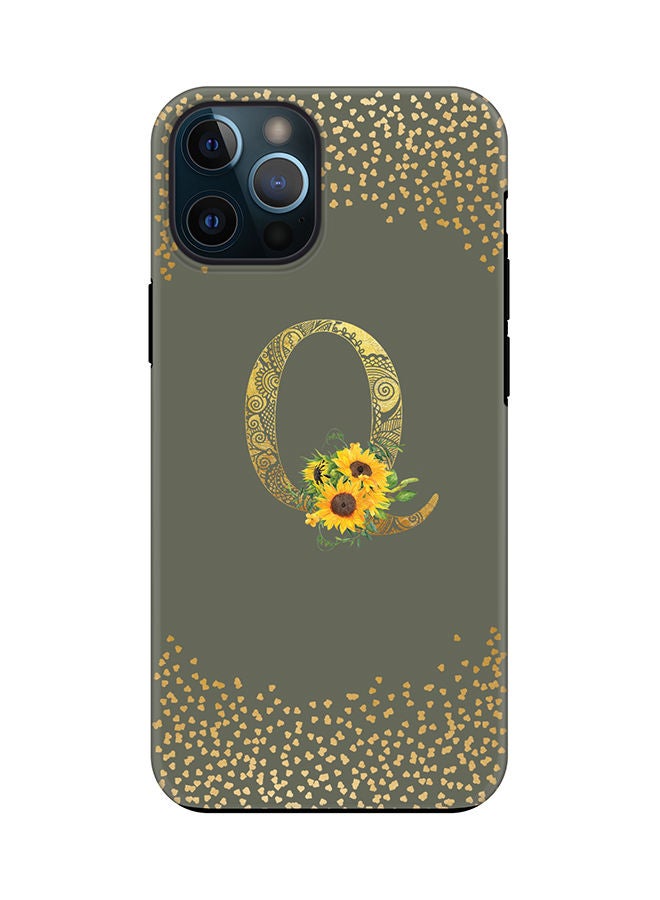 Stylizedd Monogram Tough Series for Apple iPhone 12 Pro Max Custom Initials Floral Mandala Pattern Tough Pro Dual Layer hybrid PC inner TPU protection Alphabet- Q (Olive Green) - Image 1