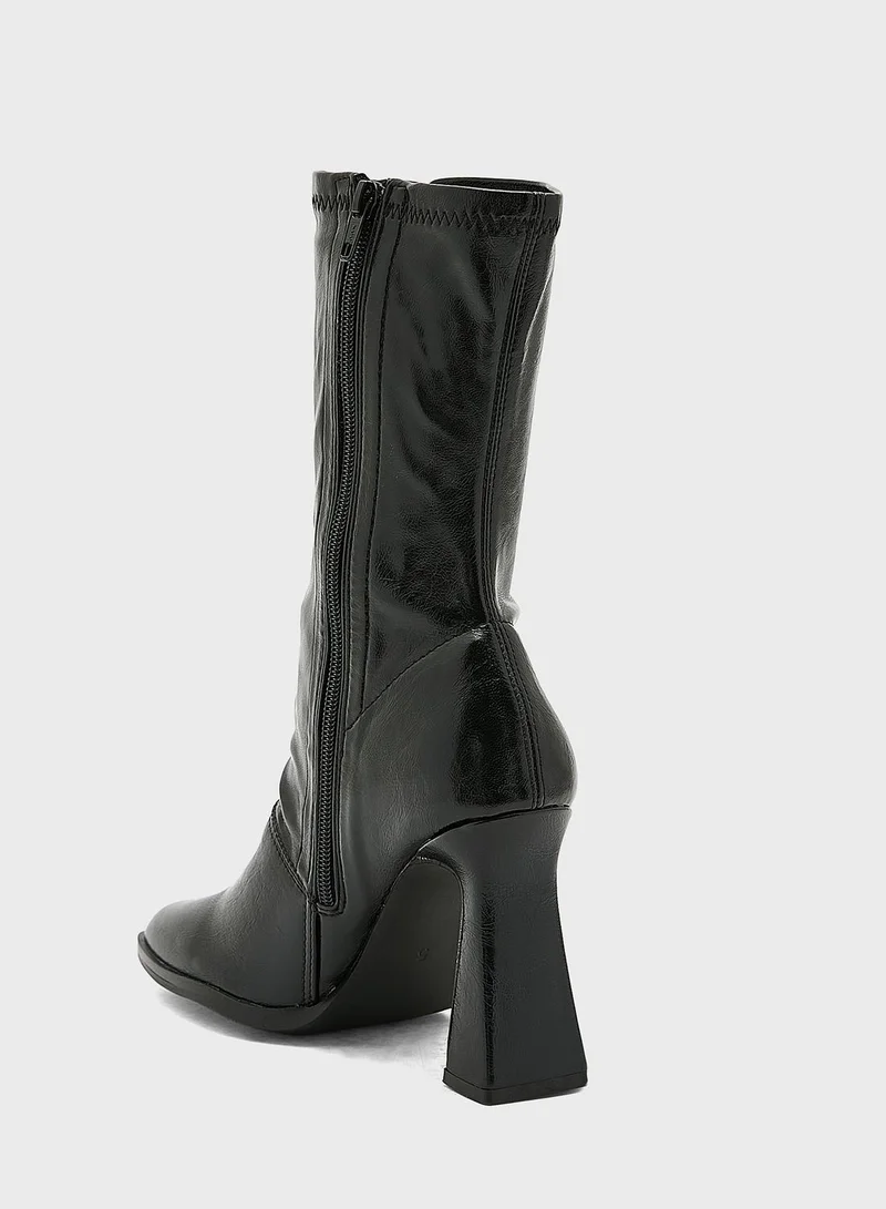 TOPSHOP Hattie Flared Heel Boots