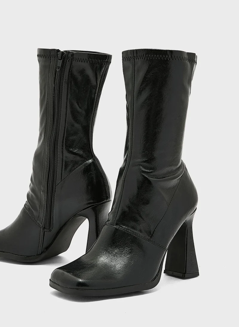 TOPSHOP Hattie Flared Heel Boots