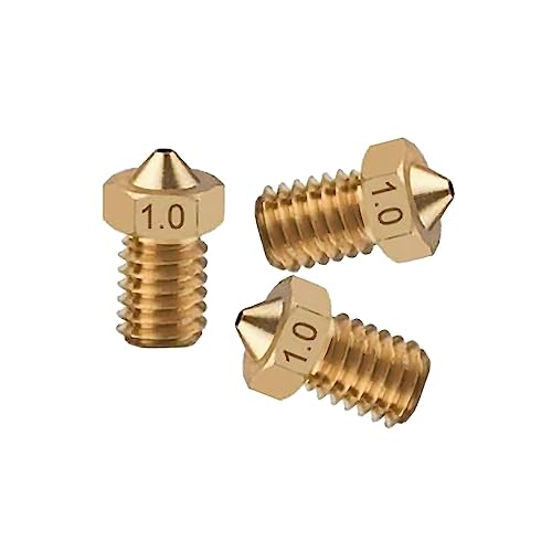 TESSERACT 1.0mm Extruder Nozzle For 3D Printer | V6 Type Brass Nozzle for 3D Printing | Made in India Compatible With E3D V6 And E3D V5 J-Head Hotend And M6 Threaded Extruder (Qty- 3 Nozzles V6 1.0mm) - Image 1