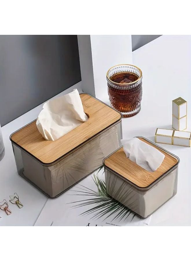 حامل علبة المناديل الحديث المتوسط الشفاف مع غطاء وقاعدة لتخزين ورق الحمام - Image 2