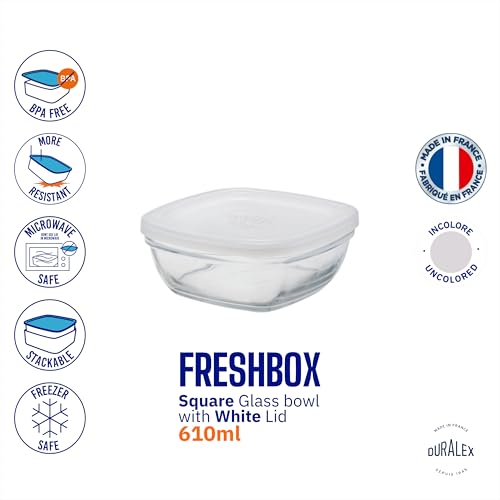 Duralex® France FreshBox Square Tempered Glass Storage Container with Lid 610 ml Set of 1 | 3X Stronger & Durable | Thermal & Shock Resistant | Microwave, Dishwasher, Freezer Safe | Kitchen Dinning - Image 5
