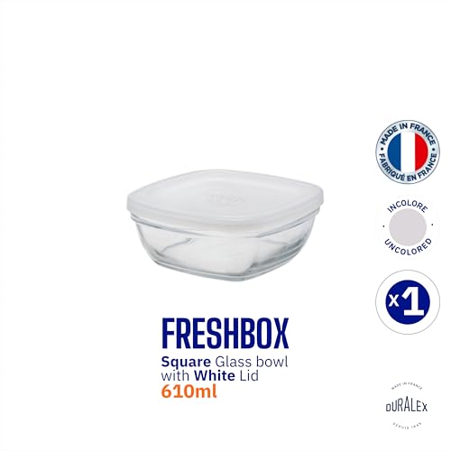 Duralex® France FreshBox Square Tempered Glass Storage Container with Lid 610 ml Set of 1 | 3X Stronger & Durable | Thermal & Shock Resistant | Microwave, Dishwasher, Freezer Safe | Kitchen Dinning - Image 2