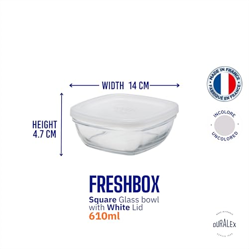 Duralex® France FreshBox Square Tempered Glass Storage Container with Lid 610 ml Set of 1 | 3X Stronger & Durable | Thermal & Shock Resistant | Microwave, Dishwasher, Freezer Safe | Kitchen Dinning - Image 4
