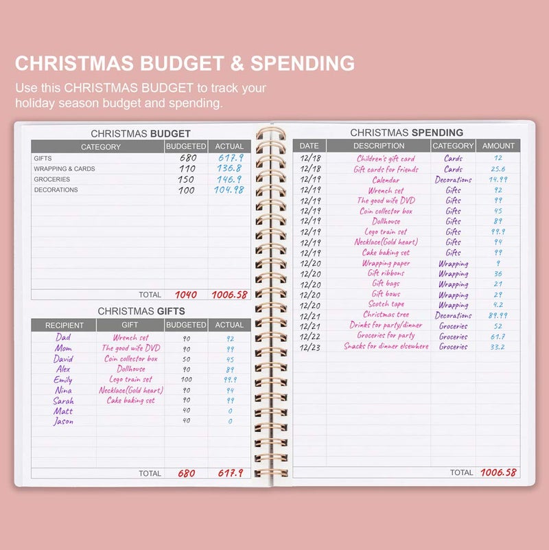 Nokingo Budget Planner - Monthly Finance Organizer with Expense Tracker Notebook to Manage Your Money Effectively, Undated Finance Planner/Account Book, Start Anytime, 1 Year Use, A5, Rose - Image 4
