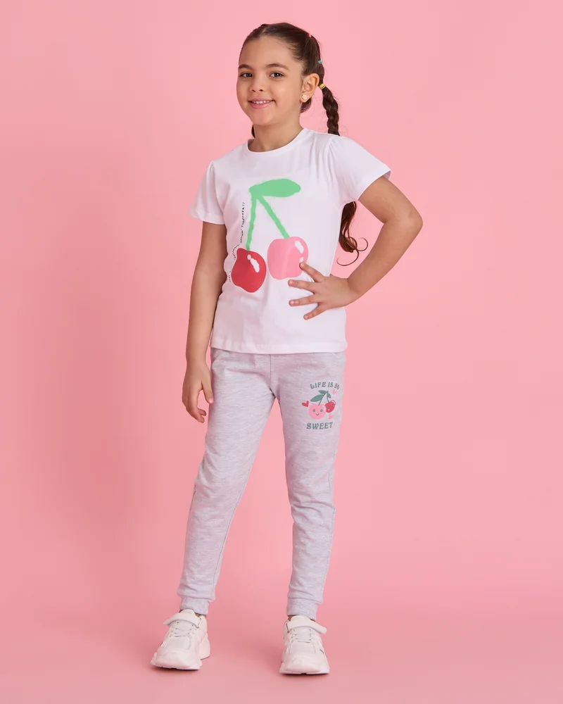 Redtag Girls Grey Printed Active Pants
