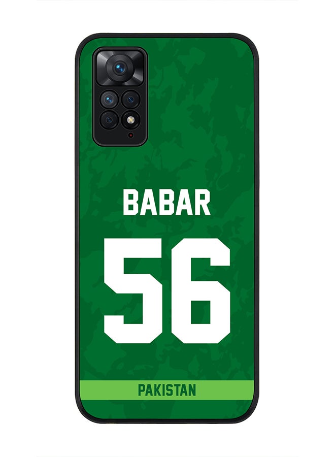 Stylizedd Rugged Black Edge Case for Redmi Note 11 4G / Redmi Note 11S, Slim fit Soft Case Flexible thin Cover - Player Name - Babar Azam, Jersey Number- 56 - Image 1