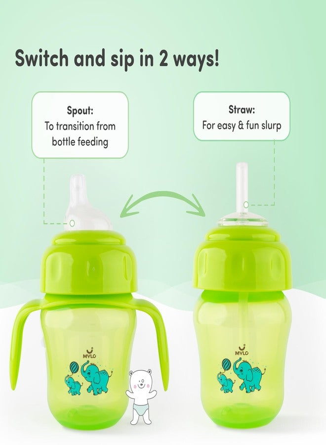 Mylo Baby Sipper | 2-in-1 Convertible Sipper with Spout & Straw | Sipper Bottle for Kids - 150ml - BPA-Free (Green) - Image 5