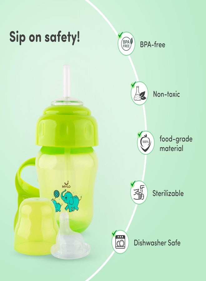 Mylo Baby Sipper | 2-in-1 Convertible Sipper with Spout & Straw | Sipper Bottle for Kids - 150ml - BPA-Free (Green) - Image 4