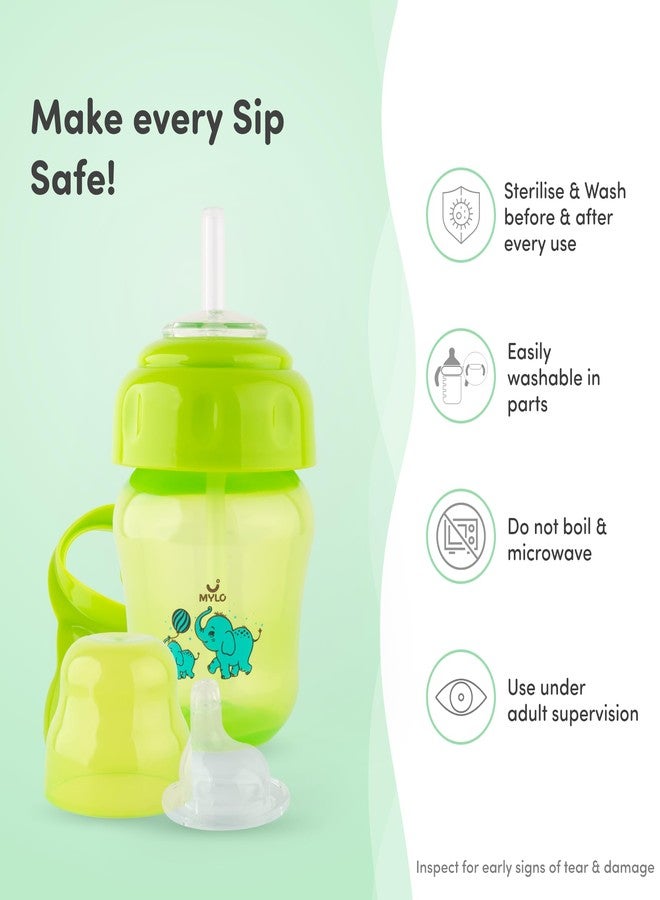 Mylo Baby Sipper | 2-in-1 Convertible Sipper with Spout & Straw | Sipper Bottle for Kids - 150ml - BPA-Free (Green) - Image 2