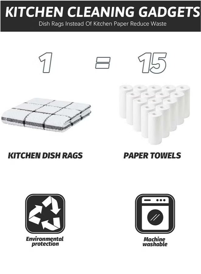 8 Pack Kitchen Dish Rags, 100% Cotton Dish Cloths for Washing Dishes, Quick Drying Kitchen Towels, Multi Purpose Dish Towels for Kitchen 12x12 Inches - Image 4