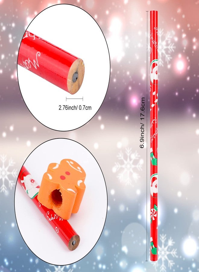 Qpout 16pcs Christmas Pencils Assortment with Giant Eraser Topper Decorated with Santa Christmas Tree for Christmas School Party Favor Supplies Accessories Goodie Bag Stocking Filler - Image 3