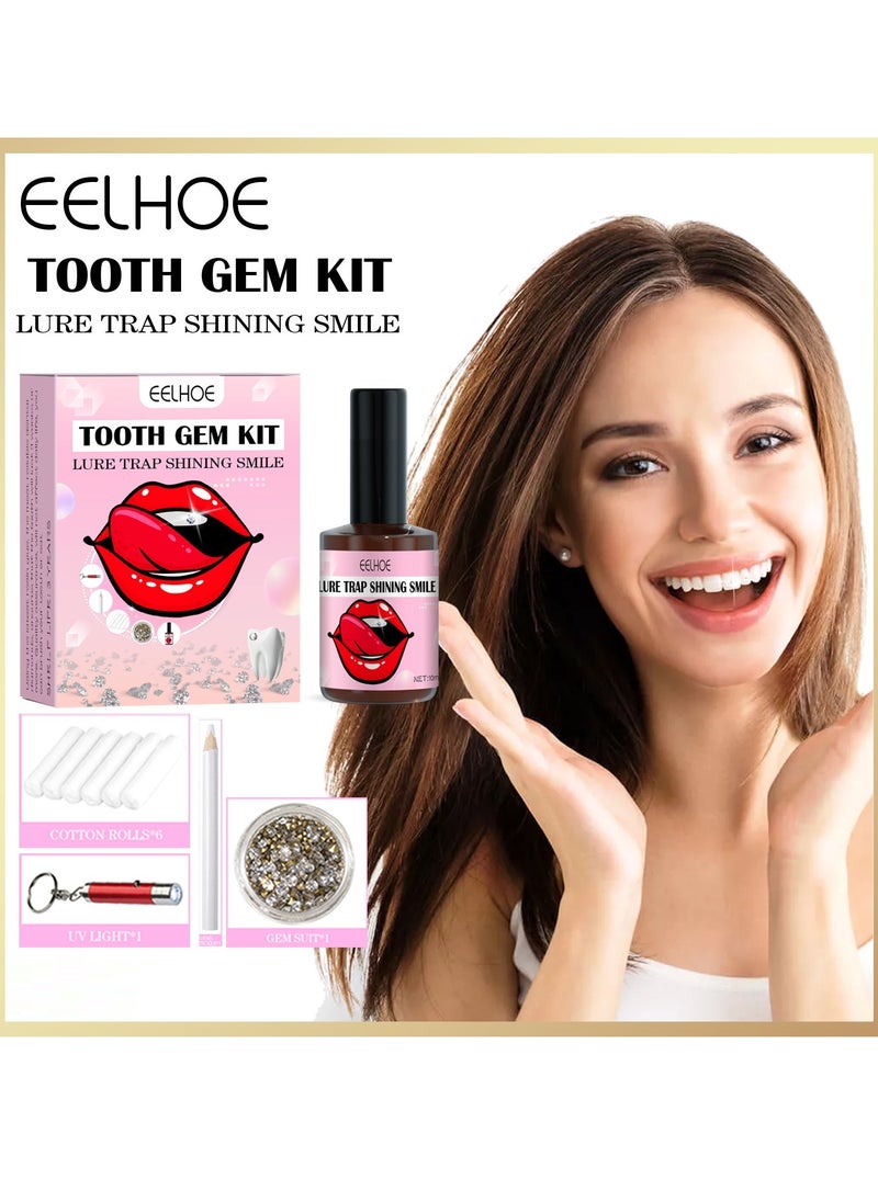 EELHOE Tooth Gems Kit Shining DIY Teeth Gems Flat Bottom Round Gemstone Style DIY Tooth Jewelry Kit Artificial Fashionable Crystal Tooth Ornaments  - Image 1