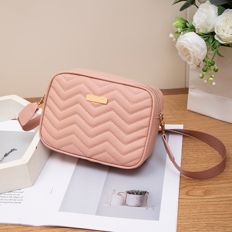 Ladies Bags Classic Wave Embroidered Small Square Bag 2024 Women'S Bag Simple Fashion All-Match Crossbody Phone Bag - Image 1