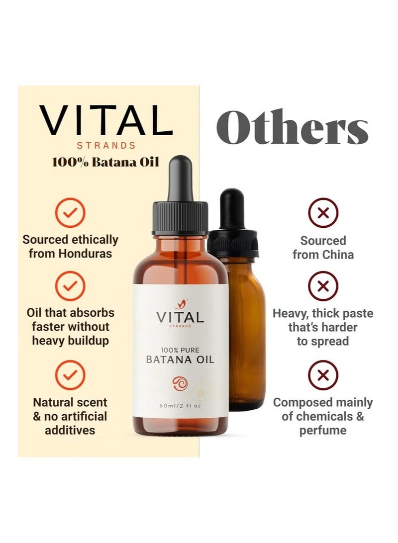VITAL 100% Organic Batana Oil for Hair Growth - Strengthens Hair, Reduces Breakage, Enhances Shine - Raw and Pure, Non-Greasy - No Silicones, Sulfates, or Parabens - All Hair Types - 60ml - Image 3
